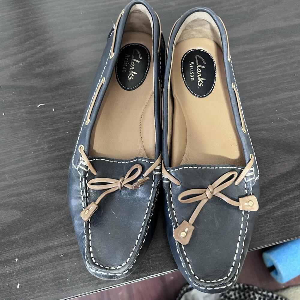 Clarks Artisan Dunhill Driving Moccasins Navy Blue Women's size 6